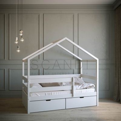 Детская кровать домик Оснен с бортом