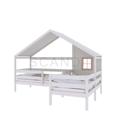 Угловая детская кровать-домик с крышей Дюплинн