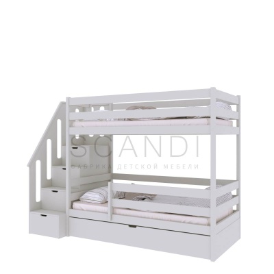 Детская двухъярусная кровать Альв с лестницей-комодом