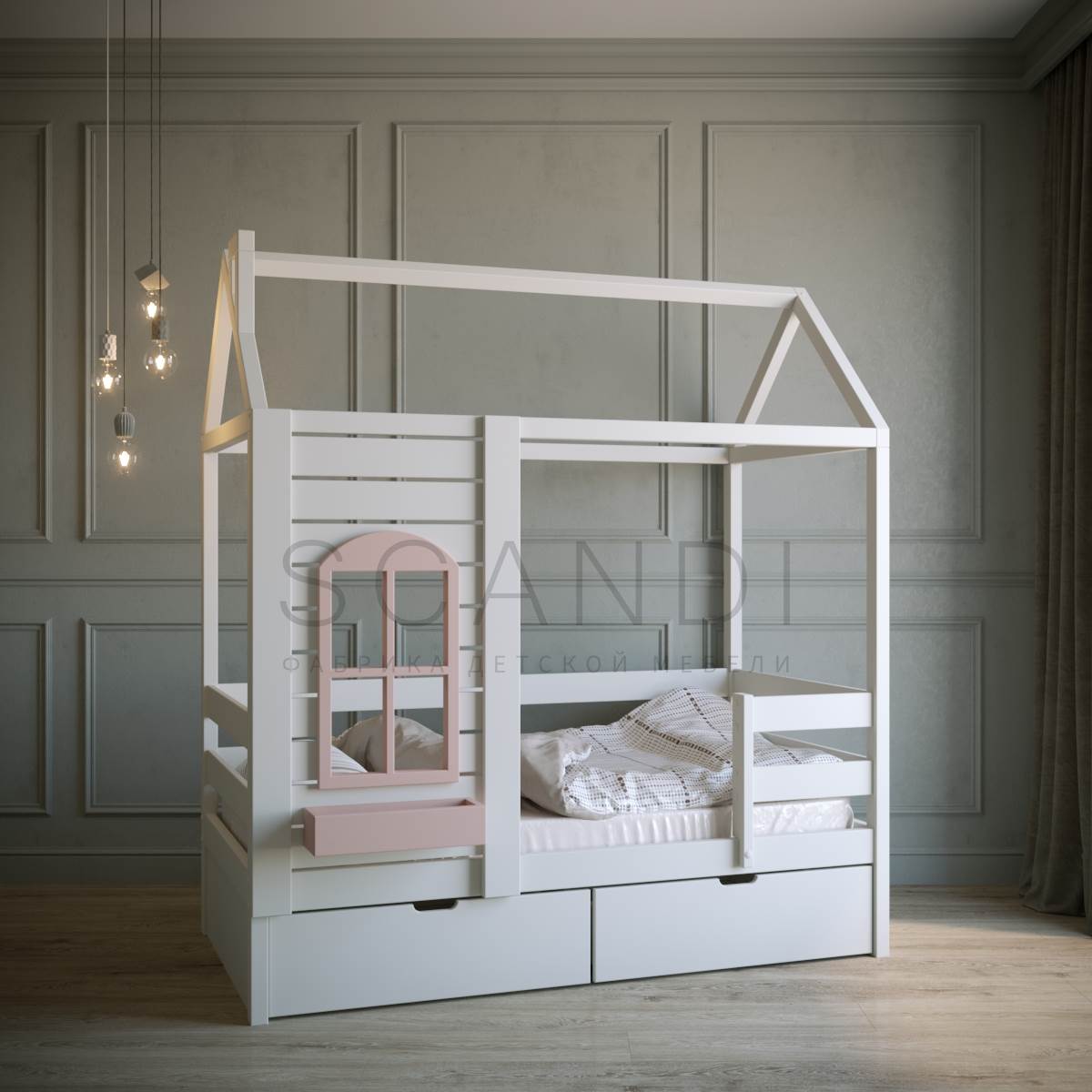 Детская кровать домик Гретта купить по низкой цене в Санкт-Петербурге