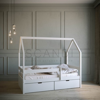 Детская кровать домик Мона с бортом