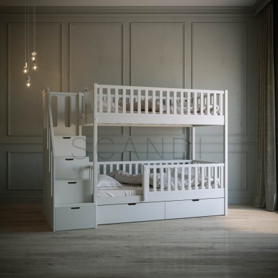 Детская двухъярусная кровать Торрен с лестницей-комодом