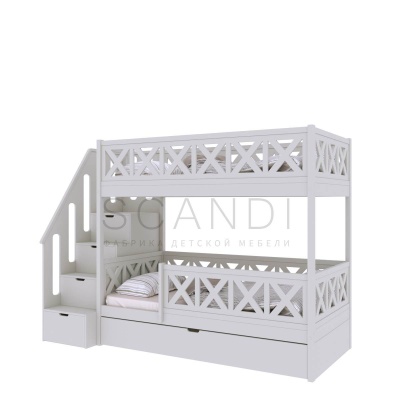 Детская двухъярусная кровать Агвид с лестницей-комодом