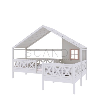 Угловая детская кровать-домик с крышей Валланд