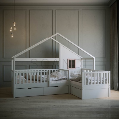 Угловая детская кровать-домик Де-Лейен
