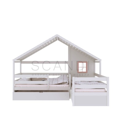 Угловая детская кровать-домик с крышей Дюплинн