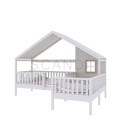 Угловая детская кровать-домик с крышей Де-Лейен